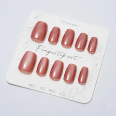 プレミアム ネイルチップ, バラパープル キャットアイ, スクエアラウンド型, 光沢仕上げ, 着けやすい デイリー&パーティー用 プレスオンネイル, 30枚セット