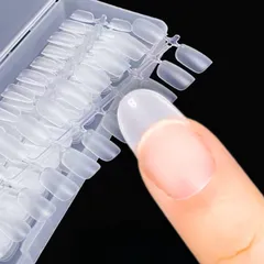 ネイルチップ 240枚 15サイズ セット つけ爪 クリア サンディング済 爪 手指 パーツ 極薄 プレーン セルフ 練習 サロン ケース付き (オーバル 199)