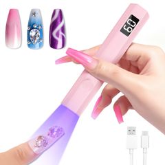 UV & LED Nail Lamp Pen-Type Curing Light for Gel Nail Art, USB Rechargeable, 2-Stage Timer Function, LED Light for Nail Polish, Manicure, Salon Use, Home DIY Resin Self-Nail Care, Pink