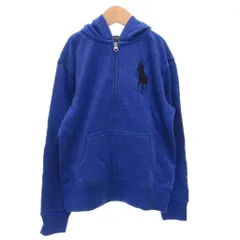ポロ ラルフローレン POLO RALPH LAUREN ジップアップパーカー フーディ スウェット ジップアップ ビッグポニー ロゴ刺繍 裏毛 8 青 ブルー /FF