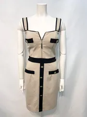 2436 GLAMOROUS by Andy グラマラスバイアンディ　キャバクラ　ドレス　伸縮性　フロントジップ　タイト　ゴールドボタン　バイカラー　キャバドレス　M