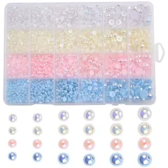 BetterJonny 半円パール 約3680個/箱 6種のサイズ ネイル 半円パール ラインストーン 半球 マニキュアデコ用ネイル デコ用 ジュエリー DIY用 ハンドメイド素材 手作り用品