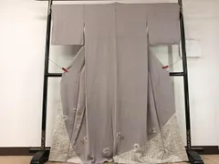 平和屋着物▼松尾光琳　色留袖　源氏歌仙図　銀彩　鬼しぼ縮緬　正絹　逸品　CABD8278vp