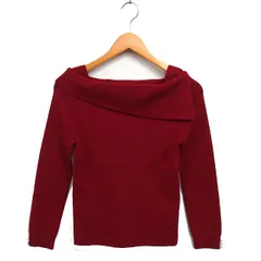 アプワイザーリッシェ Apuweiser-riche オフショルダー風 ニット カットソー クロップド リブ 長袖 2 赤 レッド /NT21