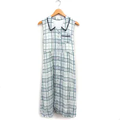レディアゼル REDYAZEL チェック ロング ワンピース ノースリーブ フロントボタン M ホワイト 白 /FT18
