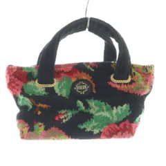 フェイラー FEILER ハンドバッグ 花柄 シュニール織 ロゴ 黒 ブラック /KW ■GY18