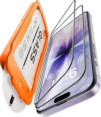 iphone 17 ガラスフィルム 用【米軍No.1規格航空材料&独創的なガイド枠】 2枚セット いphone17 保護フィルム 全面保護 最強硬度10H 耐衝撃 气泡なしZeniss 自動吸着 貼付け簡単 iphone17フィルム 超クリア画質 高光沢 ブル