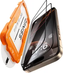 Zeniss iPhone 16 Pro ガラスフィルムに適合する 【米軍規格航空材料&革新的なガイド枠】2枚セット 16 Pro 保護フィルム 耐衝撃?硬度10H 全面保護 気泡レス 自動吸着 貼りやすい アイフォン16 プロ フィルム 超鮮明な画質 高光沢