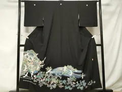 平和屋着物■豪華黒留袖　友禅　作家物　飛鶴風景文　暈し染め　正絹　逸品　CABE3288ev