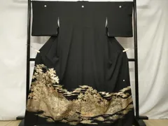 平和屋着物■豪華黒留袖　泰常　駒刺繍　風景花鳥文　金彩　正絹　逸品　CABE3360ev
