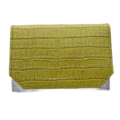 ポールスミス PAUL SMITH カードケース 名刺入れ マルチケース レザー 牛革 クロコ型押し 黄緑 カーキ 紫 パープル /KW ■GY11