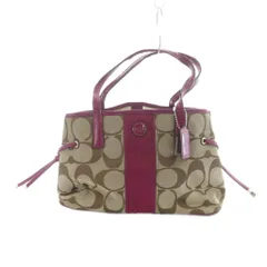 コーチ COACH ハンドバッグ トート キャンバス レザー ロゴ シグネチャー 茶 ブラウン 紫 ■GY11 /MQ