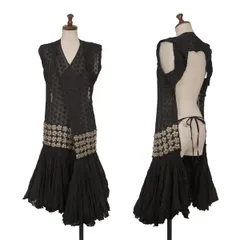 ジュンヤワタナベ コムデギャルソンJUNYA WATANABE COMME des GARCONS 多スナップボタン切替レースラップワンピース 黒S