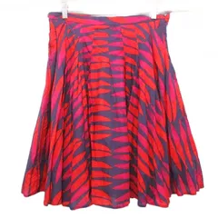 マリメッコ marimekko 美品 フレアスカート 総柄 コットン ひざ丈 38 約M 赤 紫 レッド パープル 系 0923のサムネイル