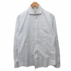 ブルネロクチネリ BRUNELLO CUCINELLI SLIM FIT シャツ 長袖 ストライプ 白 ホワイト 水色のサムネイル