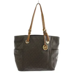 マイケルコース MICHAEL KORS トートバッグ PVC レザー MKシグネチャー 総柄 ロゴ 茶色 ブラウン 30H6GTTT3V /XZ ■GY18