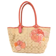 コーチ COACH F16276 シグネチャー トートバッグ キャンバス 花モチーフ ベージュ ピンク /JS ■GY18