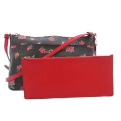 コーチ COACH F58383 シグネチャー フローラルプリントクロスボディ ショルダーバッグ 斜め掛け ポーチ付 ロゴ PVC 茶 ブラウン 赤 レッド /GV ■GY18