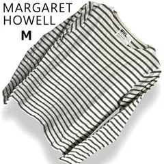 MHL. エムエイチエル マーガレットハウエル MARGARET HOWELL ボートネック ボーダー 長袖 カットソー ロンT オフホワイト グレー コットン100% 綿 シンプル ベーシック レディース 英国 II カジュアル【M】2602143AP