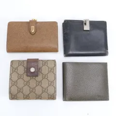 まとめ 4点 セット グッチ GGキャンバス レザー 二つ折り 財布 長財布 ウォレット ブラウン 茶色 メンズ REM DR15-7【中古】