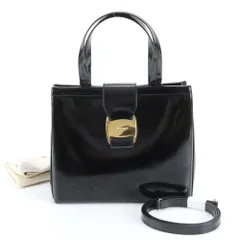 サルヴァトーレフェラガモ ヴァラリボン AQ-21 8252 2WAY ハンドバッグ 斜め掛け ショルダー ブラック 黒 レディース EUM DR26-6【中古】