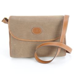 ヴィンテージ グッチ オールドグッチ レザー キャンバス ショルダーバッグ 斜め掛け 本革 ブラウン 茶色 レディース EUM DR46-6【中古】