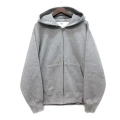 ジーユー GU ヘビーウェイト スウェット フルジップ パーカ 裏起毛 グレー L 357544