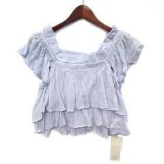 未使用品 スナイデル SNIDEL ガーゼ オフショルダー トップス ビスチェ ショート丈 ライトブルー F SWFB161118