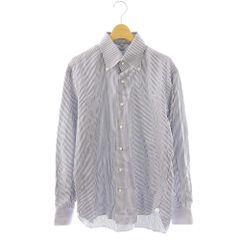 ビームス BEAMS ORIAN  F別注 シャツ 長袖 ストライプ柄 ボタンダウン 16/42 ブルー ホワイト /CX ■GY03