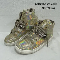 ロベルトカバリ ハイカット スニーカー ストーン ビジュー ロゴ メタリック ユニコーン オーロラ ジップ ヒョウ柄 レオパード レディース - ISItems【USED】【古着】【中古】50155172