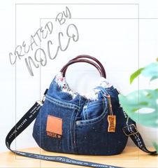 No.97【ニコちゃんパッチワークデニムリメイクバッグ🛍️】大サイズ