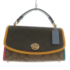 コーチ COACH Tilly Satchel 23 In Colorblock Signature Canvas ハンドバッグ ショルダー 2WAY PVC レザー シグネチャー ターンロック ロゴ ゴールド金具 マルチカラー C2820 /XZ ■GY18