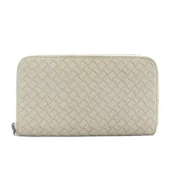 ボッテガヴェネタ BOTTEGA VENETA 長財布 レザー ラウンドファスナー イントレチャート 白 ホワイト /XZ ■GY17