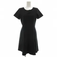 セオリー Theory ワンピース ウール 2 黒 ブラック 無地 ラウンドネック 半袖 ミニ丈 /ML ■GY62