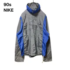 【稀少】90s 銀タグ　NIKEナイキ　フルジップナイロンジャケット　グレー青　M