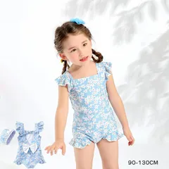 水着  日よけ帽子 女の子 ガールズ ビキニ 赤ちゃん服 ベビー ロンパース水着 スクール水着 ブルー ラッシュガード ショートパンツ 体型カバー UVカット 子供 上下セット 幼稚園 練習用 スクール ビーチ 記念 夏服 旅行 子供ワンピース水着 プール