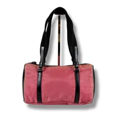 PRADA プラダ　ミニハンドバッグ　ミニボストンバッグ　テスートナイロン　レザー　ブラック　ピンク