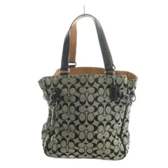 コーチ COACH 6352 トートバッグ ハンド キャンバス レザー シグネチャー 黒 ブラック グレー ■GY18 /MQ