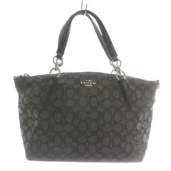 コーチ COACH トートバッグ ショルダー 2WAY キャンバス レザー シグネチャー ロゴ シルバー金具 黒 ブラック F58283 /XZ ■GY17