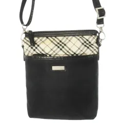 バーバリーブラックレーベル BURBERRY BLACK LABEL ショルダーバッグ クロスボディ ナイロン レザー 革 ロゴプレート ノバチェック 黒 ブラック /CK8