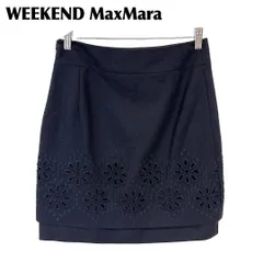 【美品】 WEEKEND MaxMara クロシェ刺繍スカート 40 ブラックのサムネイル