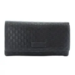 グッチ GUCCI 長財布 二つ折り シマレザー マイクログッチシマ 総柄 ロゴ 黒 ブラック 449396・496334 /XZ ■GY18
