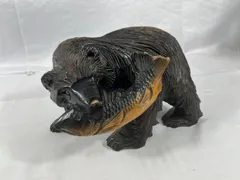 木彫りの熊　木彫り　熊　鮭　置物　木　インテリア　オブジェ　アンティーク　昭和レトロ　昭和　レトロ