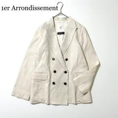 3270y【美品】プルミエアロンディスモン リネン♡ダブルブレストテーラードジャケット ストレッチ