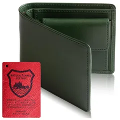 【 栃木レザー 】 財布 メンズ 2つ折り 赤タグ付 【所ジョージの世田谷ベース掲載】 栃木 二つ折り メンズ財布 二つ折り財布 13 GRN 1