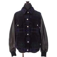 サカイラック sacai luck 袖レザー ネイティブ柄 ジャケット ブルゾン 長袖 1 ネイビー/ブラックのサムネイル