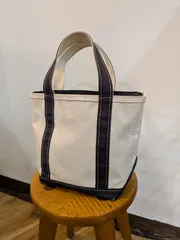 00s　USA製　L.L.Bean　エルエルビーン　トートバッグ　キャンバス　BOAT AND TOTE　ファスナー付き　ジップトップ　アイボリー×ブラック