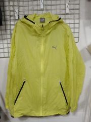 PUMA 蛍光イェロー ウィンドブレーカー フード ジップアップ XL