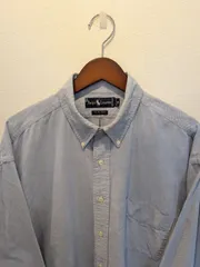 90s　Ralph Lauren　ラルフローレン　シャツ　The Big Oxford　オックスフォード　ボタンダウン　裾ポニー　ブルー