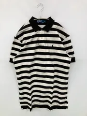 Polo by Ralph Lauren ポロバイラルフローレン ポロシャツ L ブラック ボーダー柄 ワンポイント ブランドロゴ 刺繍 半袖